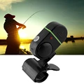 LED Light Electronic Fish Bite Strike Sound Alarm Bell Alert Clip On Fishing Rod Pole Black