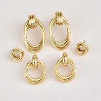 

Barlaycs 2019 New Fashion Statement Korean Vintage Gold Plated Stud Hoop Earrings for Women Jewelry