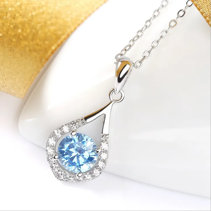 

925 sterling silver jewelry zircon pendant necklace for women