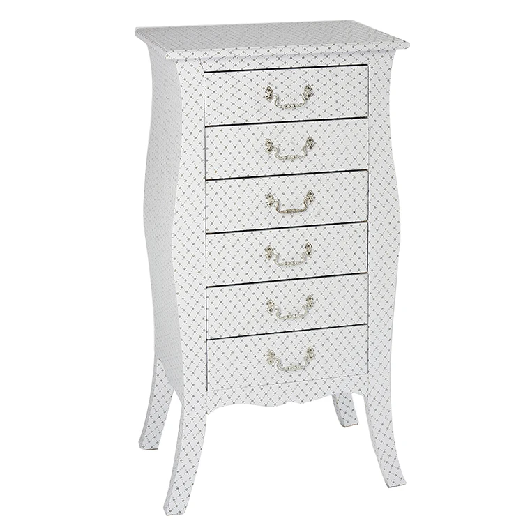 Modern French Home Furniture White Wood 6 Drawer Dressers Chest Of