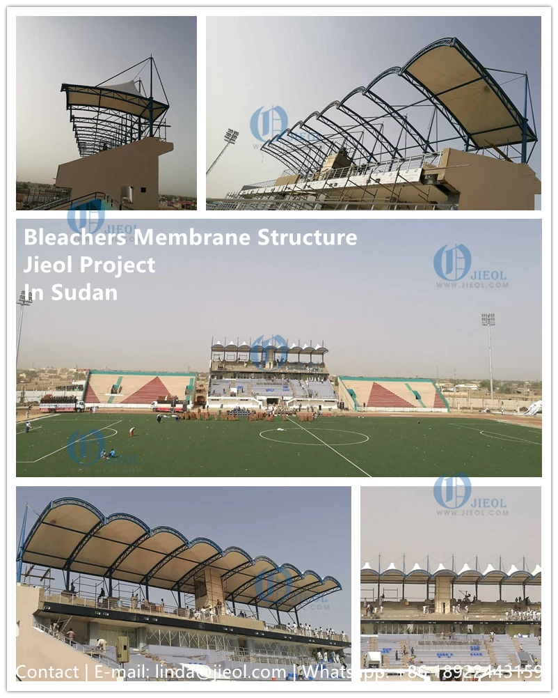 Pvc-coated Polyester Fabrics Steel Structure Stadium Canopy Roof - Buy ...