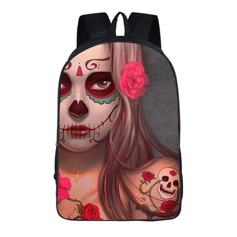 

COOLOST Custom Print New Skull Girl Backpack School Bags for Girls Boys Backpack Flower Skull Kids BookBags Satchel Mochila, Black