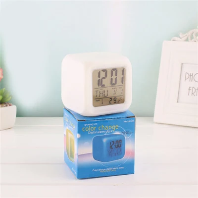 

Creative fashion silent,electronic clock or colorful snooze smart LED alarm clock, White