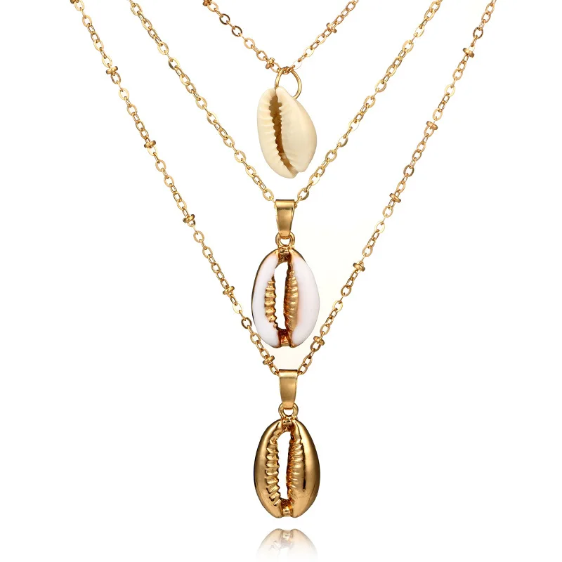 

Europe And America Fashion Alloy Multilayer Shell pendant necklace