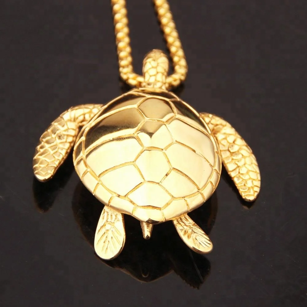 

316l stainless steel Men jewelry gold 18k turtle pendant necklace