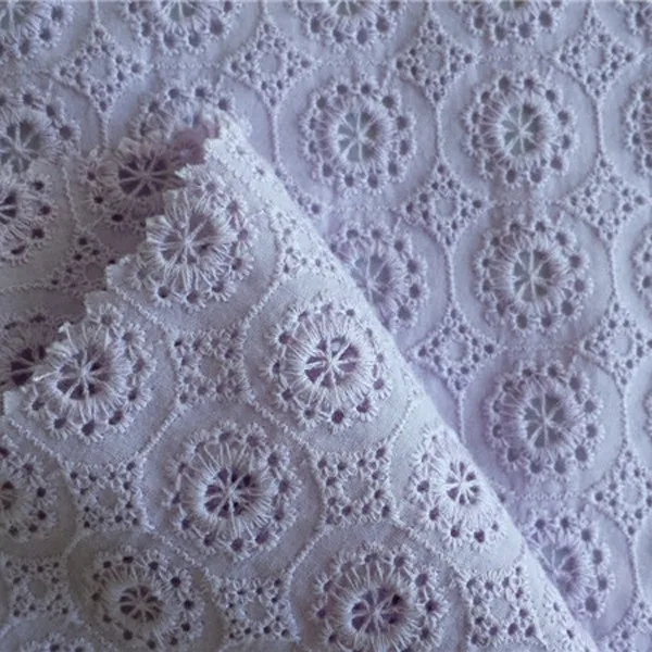 
purple color eyelet embroidered 100 cotton fabric prices BG1791 