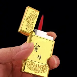 Image of 2018 Explosion of the personality of the metal plating red flame lighter sanqiao 225