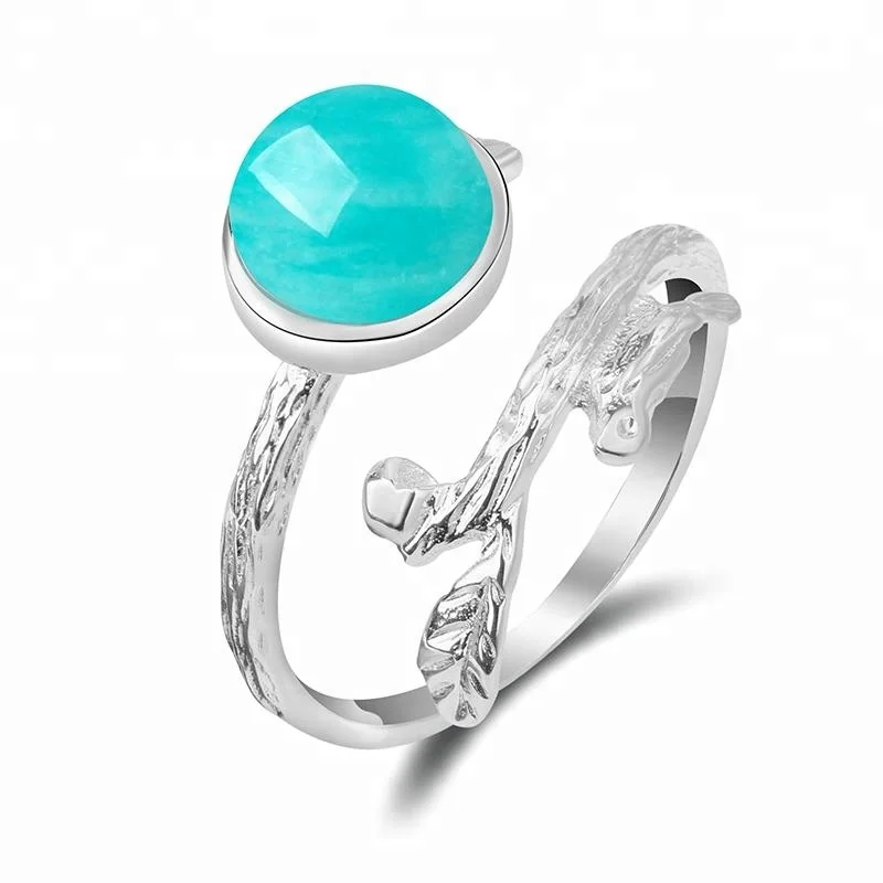 

Original Designer 925 Silver Stone Aquamarine Ring