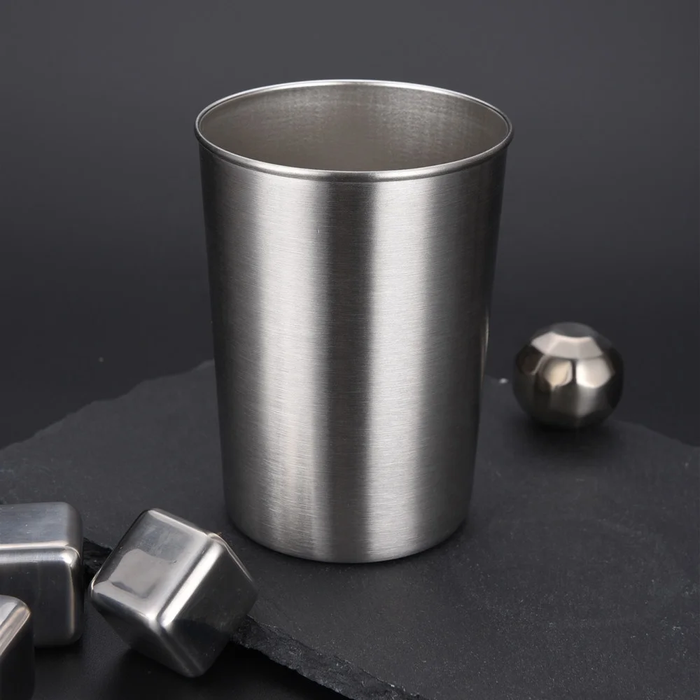 

Stackable Durable Premium 300ml Stainless Steel Single Wall Cups 10oz Pint Cup Tumbler, Stainless steel silver