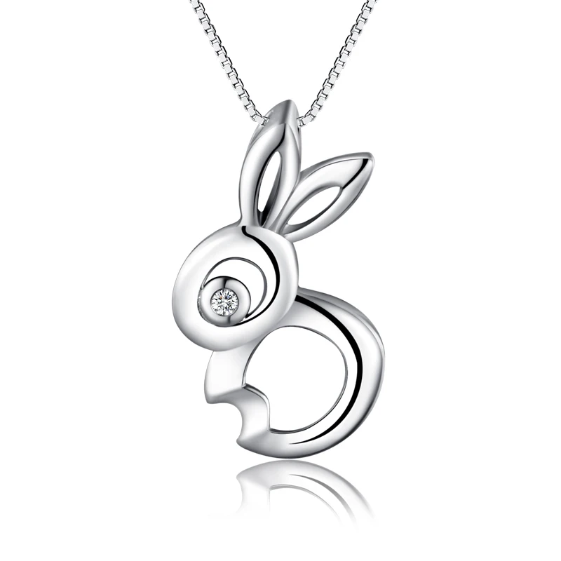 

925 Sterling Silver cute rabbit zircon Pendant jewelry
