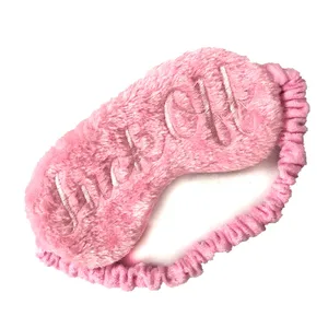 Wholesale Pink   Soft Fluffy  Sleeping Eye Mask   Cute   Embroidery Letter EyeShade  Comfortable Eye Patch For Traveling