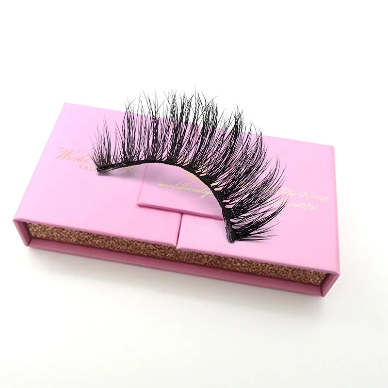 

Wholesale private label silk faux mink clear and invisible band samples eyelashes