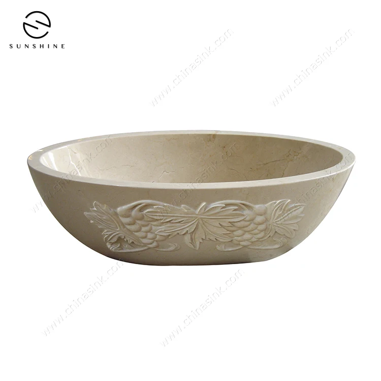 Wholesale Natural Marble Freestanding Bath Tub Stone Tub With Carving