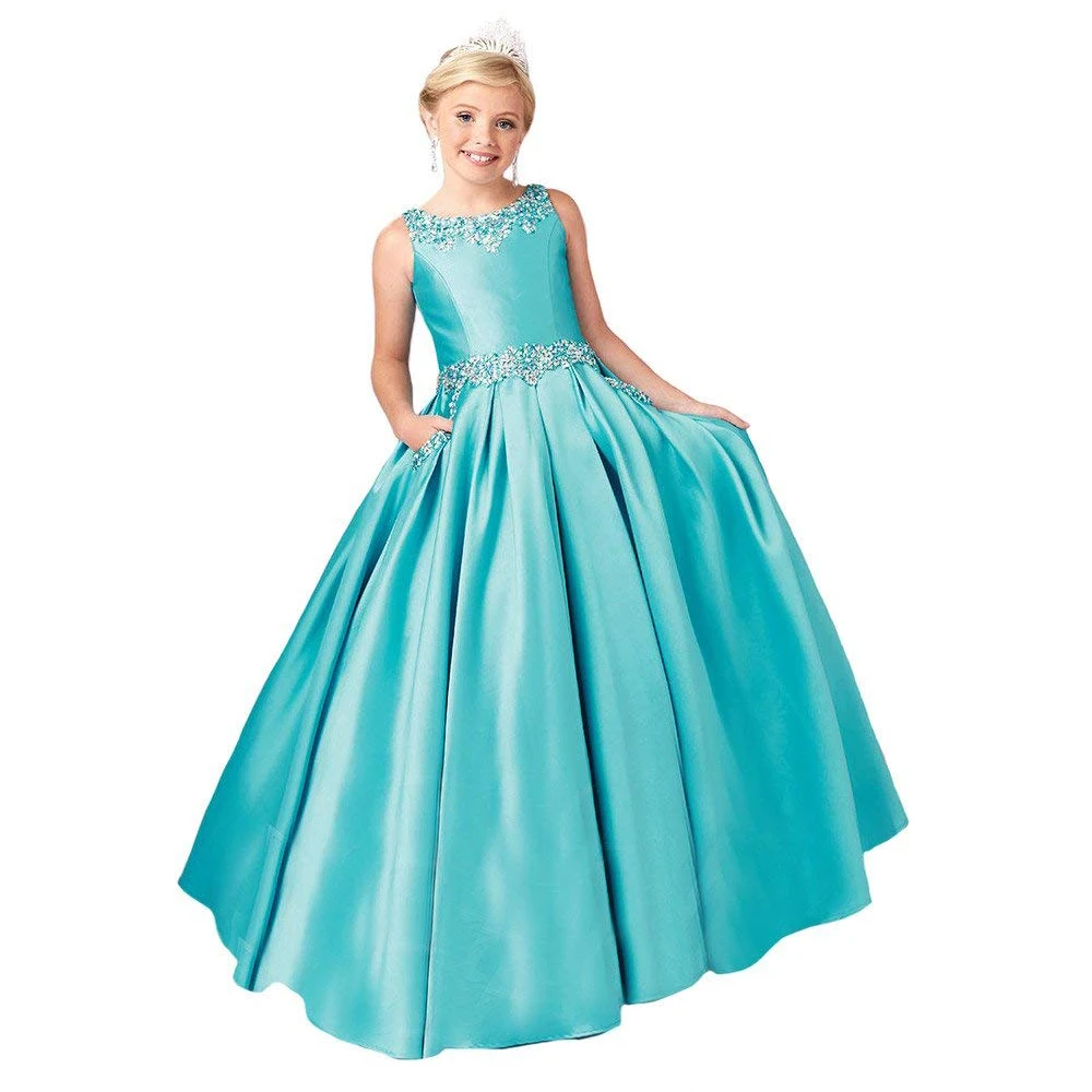 

OEM cheap girl pageant dress flower girl dress for girl 2-10 year long kids evening ball gown beaded little girls prom dresses, Picture color or any color from color chart
