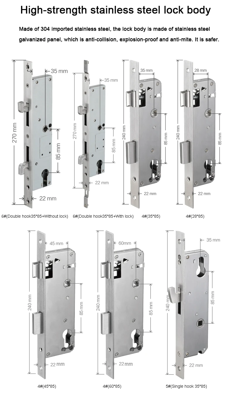 Security Aluminum Sliding Door Lock Sus 304 Unlock With Fingerprint Password Key Card And Ttlock