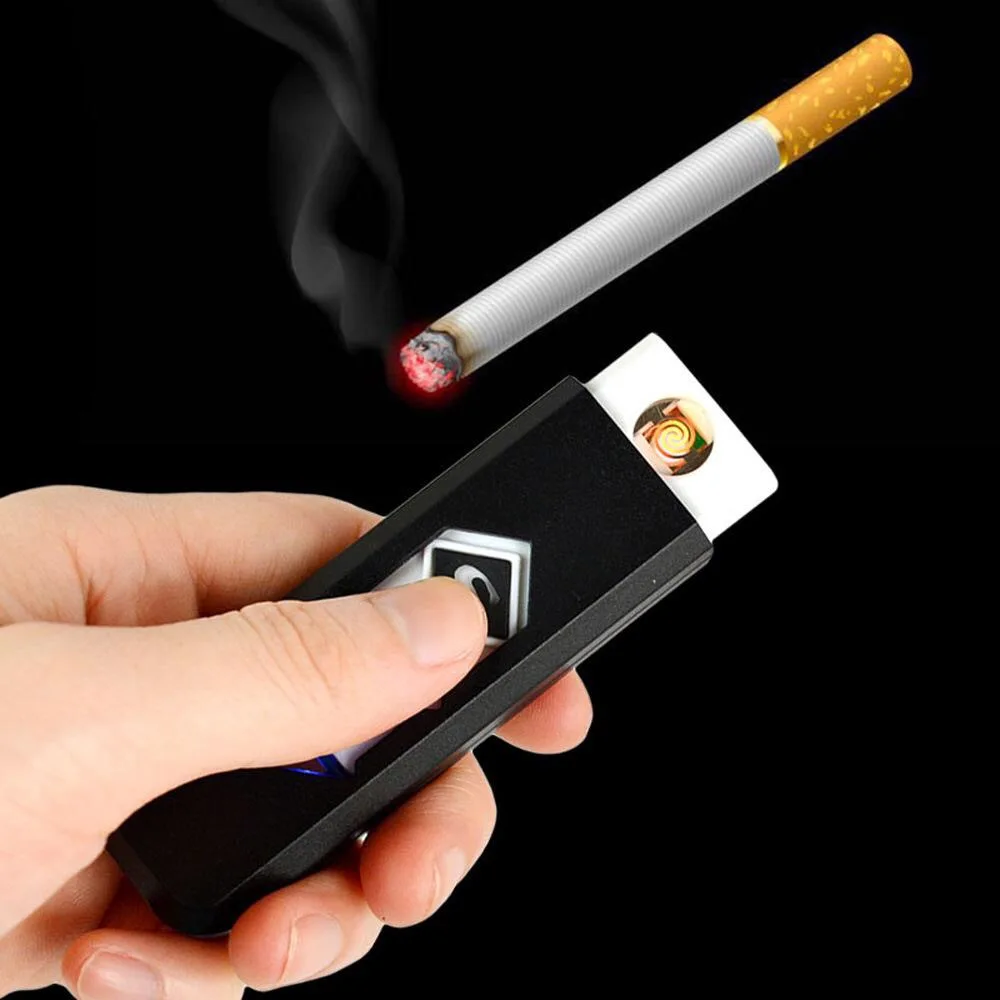 Custom Made Print Logo LED Gift Cheap Battery Rechargeable USB Electric Lighter