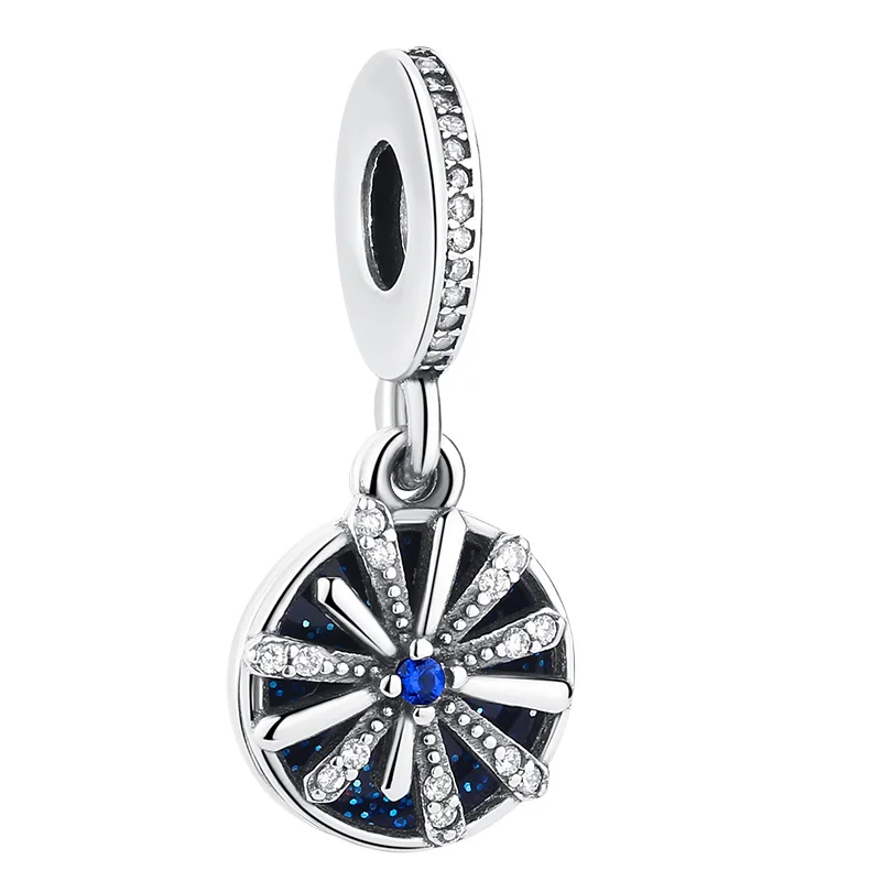 

Jewelry Supplies 100% 925 Sterling Silver Charm Bead Snowflake Sapphire Charm fit Original Bracelet Making