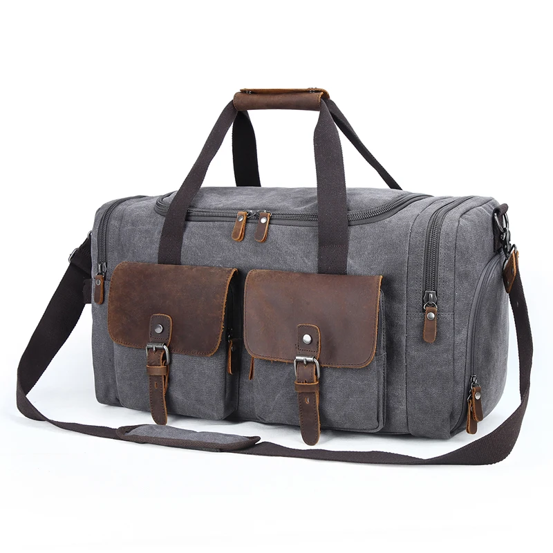 

Multifunctional Wholesale canvas leather travel bag with high capacity suitable for travellers
