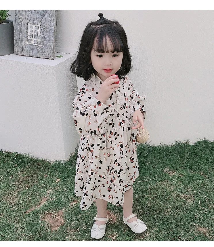 

Children Fall Clothing Girls Long Sleeve Cotton Dress New Designs Kids Autumn Japanese Floral Girl Dresses, White