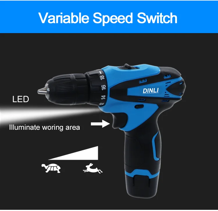Dinli Hand Tool 12v Spindle Lock Cordless Drill Buy International Standard Liion Battery