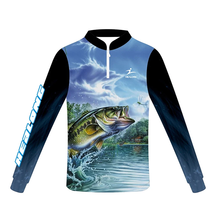 Source Wholesale Long Sleeve Sublimation Print Bass Fishing Jersey Design  Your Own Tounament Sublimated Fishing Jersey on m. 