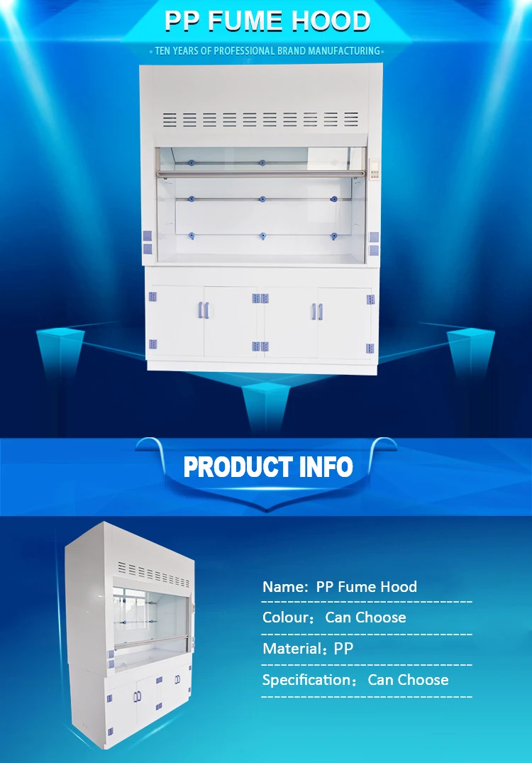 PP-PD-W1500  PP fume hood Chemical biosafety Resistant Acid Fume Hoods Cabinet Biosafety Cabinet For Laboratory China factory