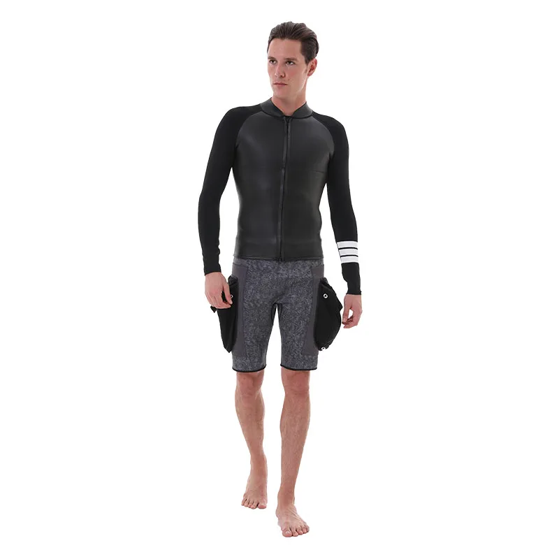 

DIVESTAR neoprene surfing wetsuit manufacturer high quality smoothskin jacket, Black