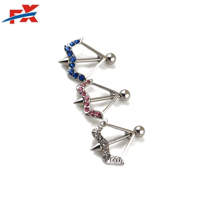 Anodized Color Surgical Steel Nipple Barbell 14G 5mm Cone Casted Arrow End Pair 