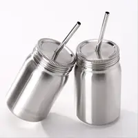 

Mason Jar Tumbler mason cup double wall vacuum insulated stainless steel tumbler cups water bubble tea bottle with straw