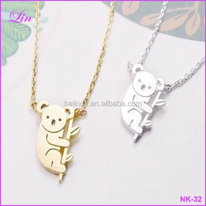 

Free Shipping by DHL/FEDEX/SF Gold Silver Koala Bear and Shaped Long Necklace