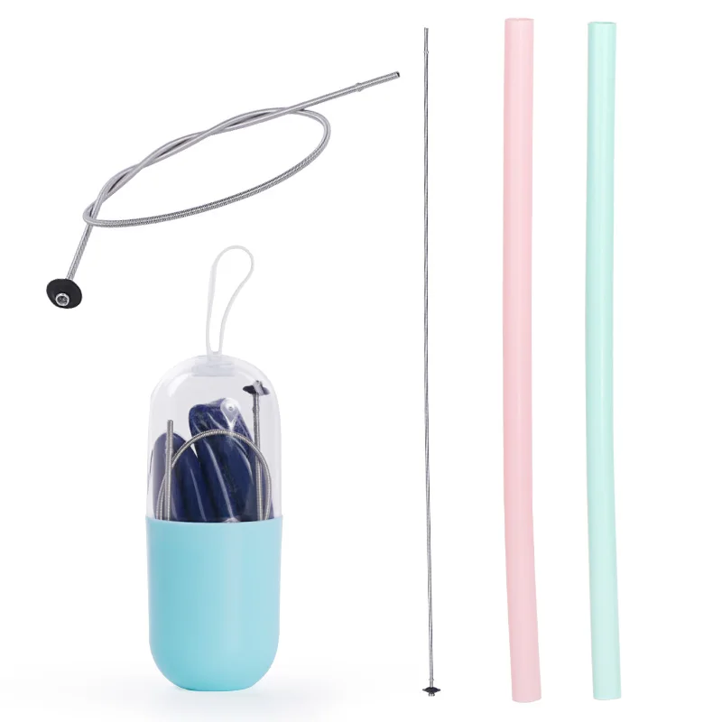 

Trending Products Reusable Silicone Drinking Bubble Tea Eco Friendly Foldable Collapsible Straw, Cyan,quartz pink ,gray ,pastel blue