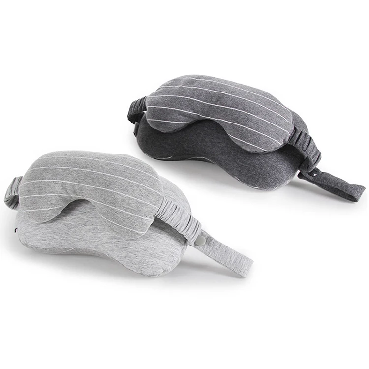 

Polyester Cotton Filling And Neck Part Seat Belt Pillow Small Versatile Grey Neck Pillow for Cars Naps Airplanes Camping, Light gray;deep gray
