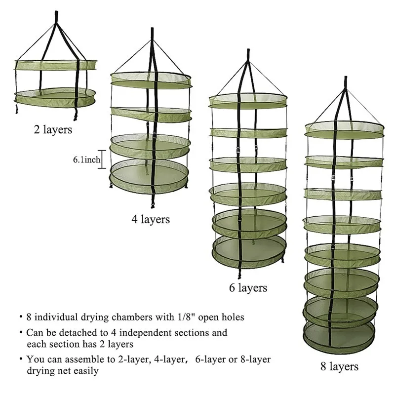 Hydroponic Dry Net Grow Tent Drying Racks/hanging Round Mesh Herb Dry