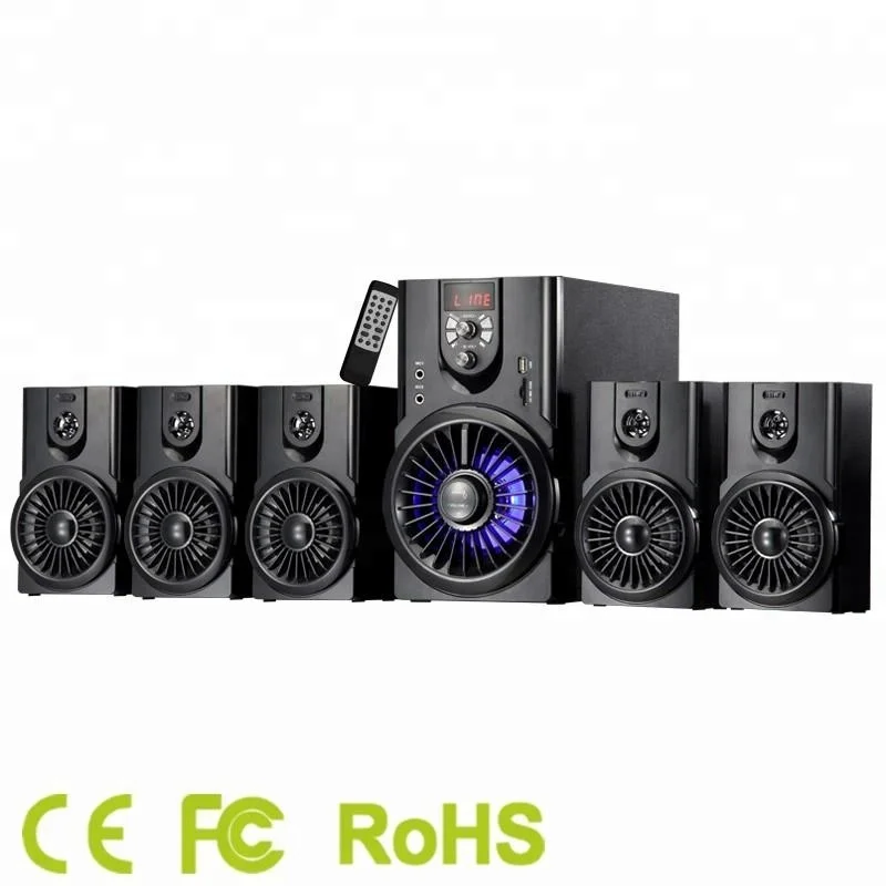 

5.1 Channel Multimedia Subwoofer Speaker Audio System for USB/SD/FM/MIC/LED Function, Black