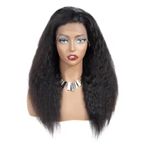 

no tangle no shed raw kinky straight remy human hair lace front wigs with bangs