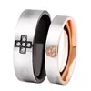 Solid For Couple Jewelry With Cross And Heart Shape Cubic Zirconia Engagement Ring