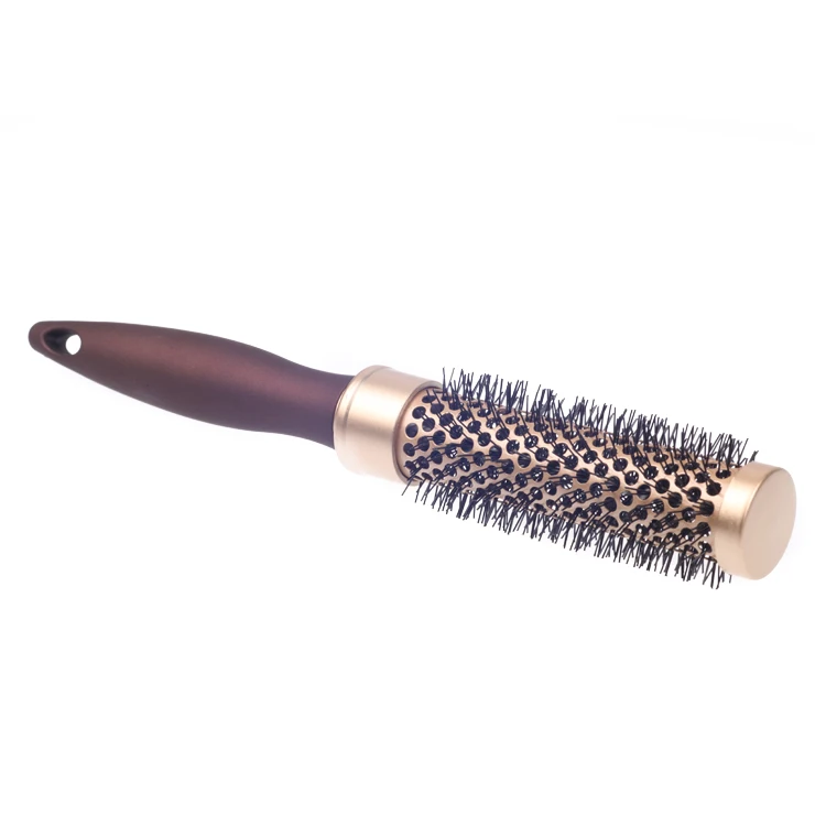 EUREKA 8616CEG-BR Aluminum Barrel Hair Brush Heat-resistant Ceramic Painting Brush Anti-slide Handle Round Hair Brush