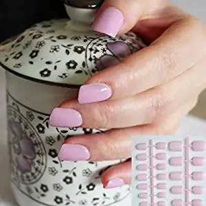 24pcs Princess Light Pink Fashion Candy Women False Nails Sparkly Nail Art Full Wrap Tips Salon DIY Product Wholesale 198