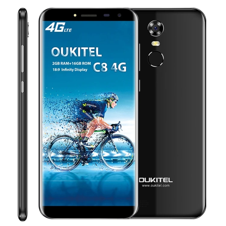 

Dropshipping OUKITEL C8 4G Unlock Cell Phone 2GB+16GB 5.5 inch Android Smartphone China Brand Mobile Phones 4G, Black