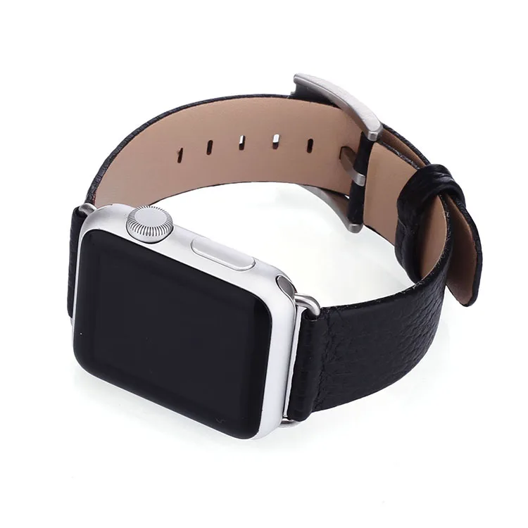

Luxury Black Watch Strap for iWatch Band Leather 38mm 42mm, Black red