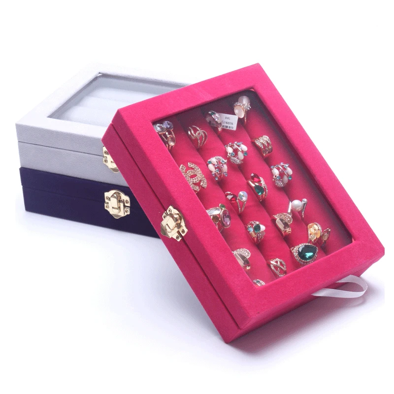 

Fashion Organizer Show Case Jewelry Display Rings Holder Box Multicolor Ring Storage Ear Pin Display Box Organizer Box Wholesale