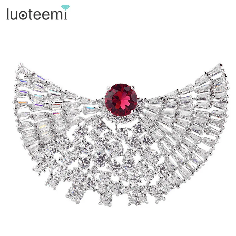 

LUOTEEMI China Yiwu Jewelry Manufacturer Wholesale Wedding Bouquet Fashion Cubic Zircon Bridal Gift Brooch