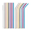 custom metal 304 stainless drinking steel straw wholesale reusable color rose gold straws packaging box set