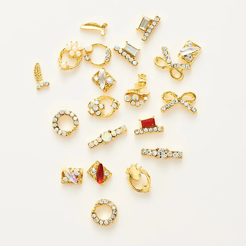 

Japanese Nail Art Jewelry Alloy Drill Accessories Circle Bow Necklace Diy Nail Decoration Nail Sticker Drill, Pictures