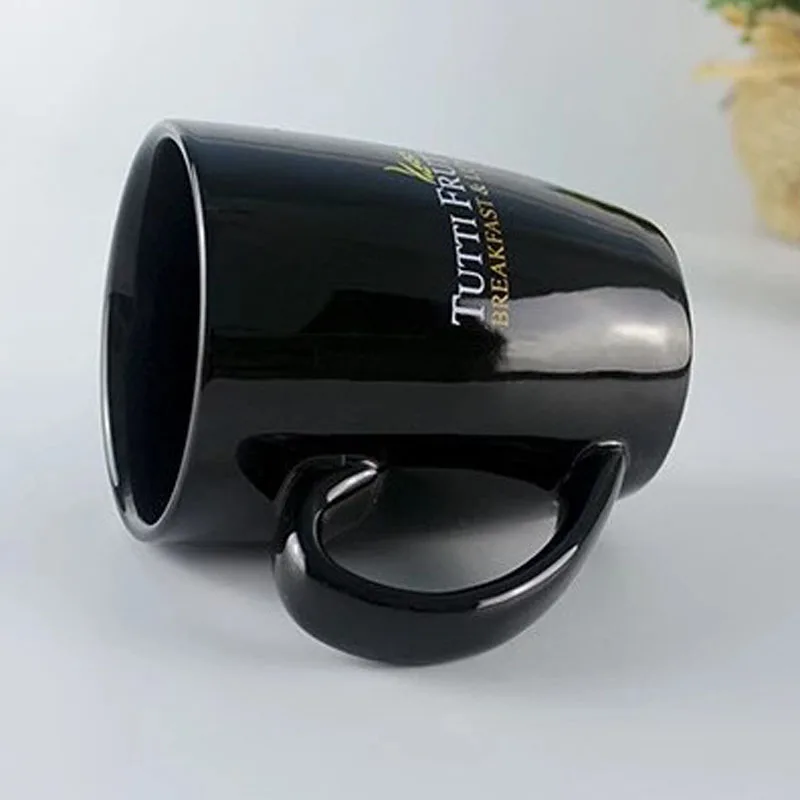 Oempromo custom black ceramic coffee mug with handle