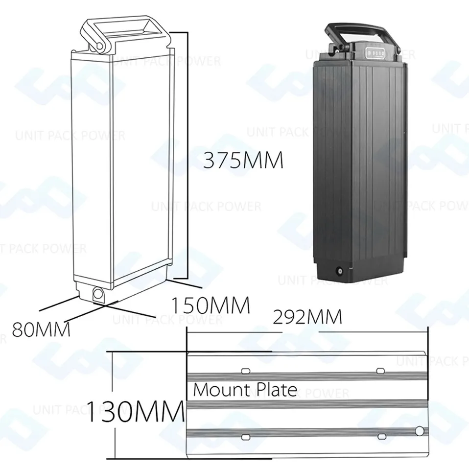 UPP brand Ebike battery pack 48v 14ah 13S7P 18650 li-ion battery pack with charger for electric bike conversion kit