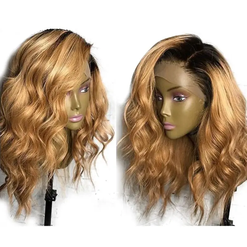

Brazilian Pre Plucked Honey Blond Remy Hair Ombre Color Wig Loose Deep Lace Front Wigs with Baby Hair, Ombre color lace wig