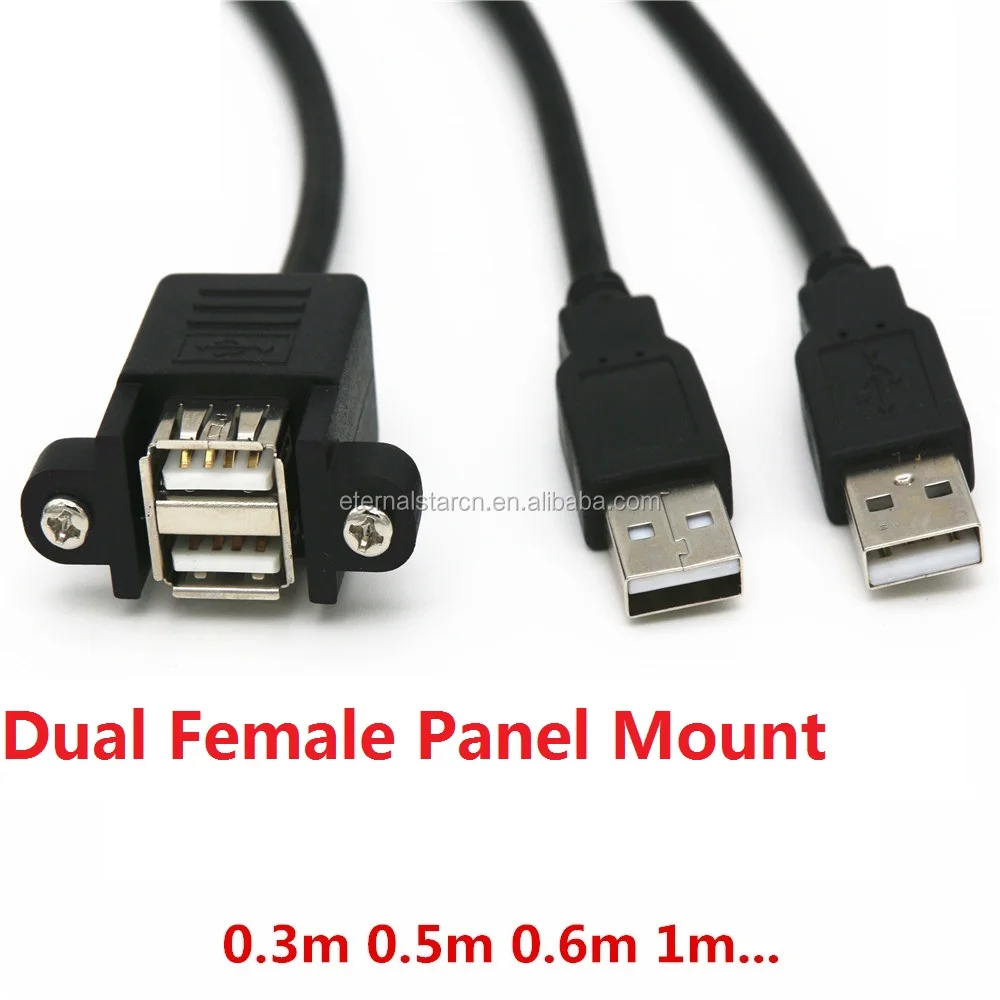 Hot Panel Mount Type Usb 2 0 Usb Mini B Male To Usb Mini B Female Cable With Screws 1 Foot Black