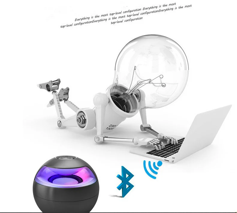 Subwoofer Portable wireless Speaker AJ69 Ball Shaped and Hands Free Speaker with Colorful LED Lights 3.5mm AUX Line-In - ANKUX.COM