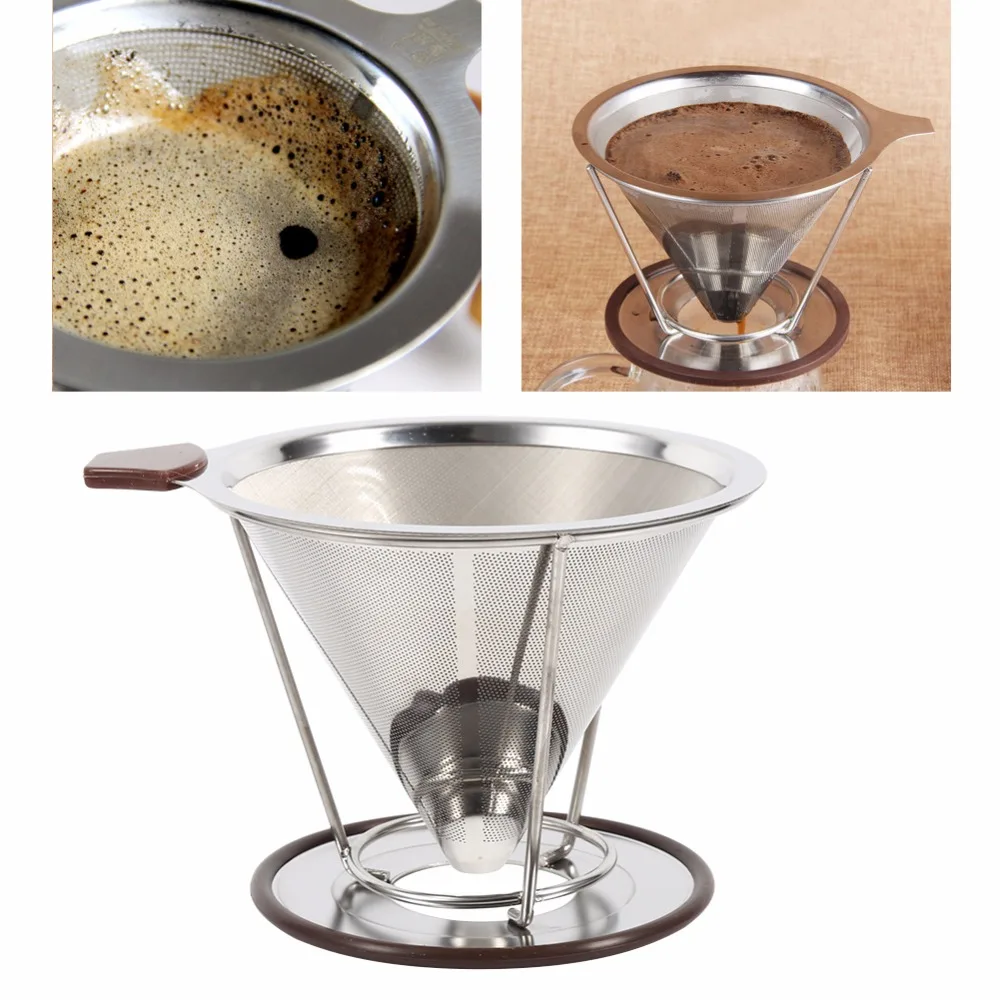 Pliable Filtre À Café Portable en Acier Inoxydable Réutilisable Coffee Dripper Cône 